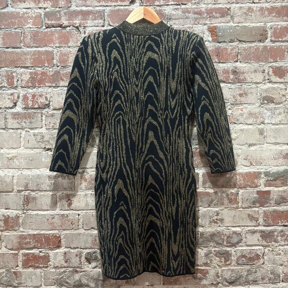 A.L.C. Ziggy Dress Black and Gold Size Medium - Picture 11 of 11